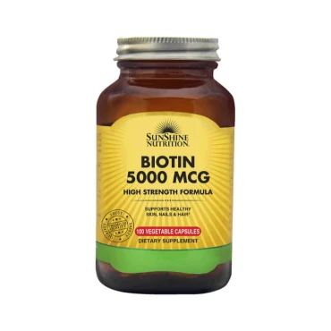 SUNSHINE NUTRITION Biotin 5000 Mcg High Strngth Form 100