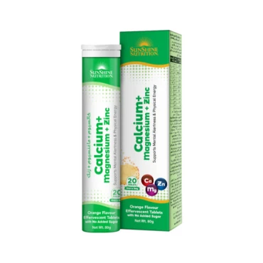 SUNSHINE NUTRITION Calcium + Mag + Zinc Effervescent 20 Tabs
