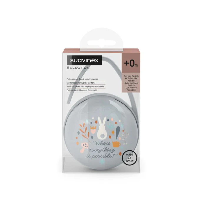 Suavinex Duo Pacifier Holder with Flexible Handle Blue