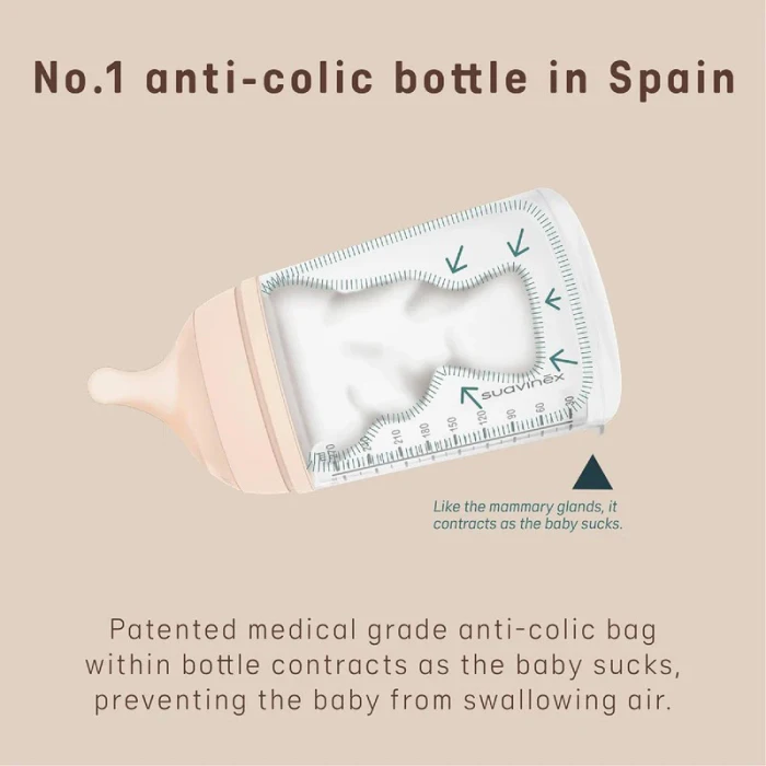 Suavinex Zero Zero Anti Colic Baby Feeding Bottle 180ml Set of 4 Fair