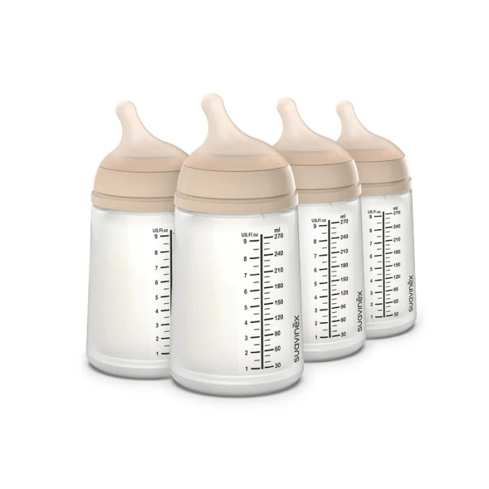 Suavinex Zero Zero Anti Colic Baby Feeding Bottle 270ml Set of 4 Light