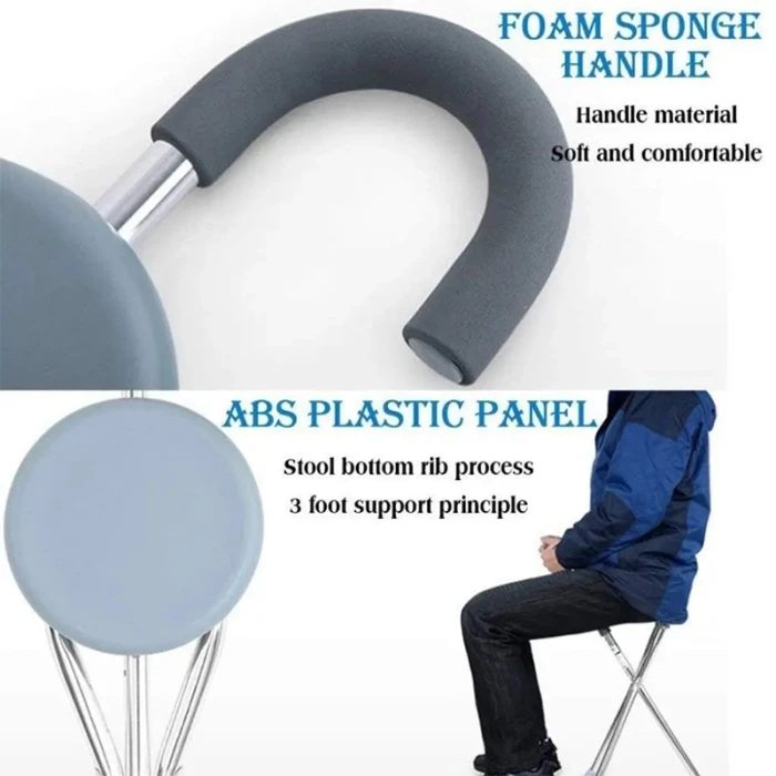 WOLAID Folding Seat Cane With Comfortable Round Handle