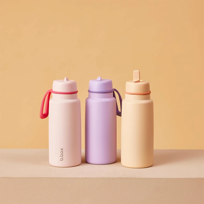 b.box 1L Insulated Flip Top Bottle, Triple Wall Stainless Steel, Cold up to 46hrs, Lilac Love