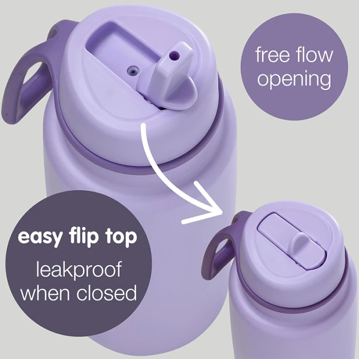 b.box 1L Insulated Flip Top Bottle, Triple Wall Stainless Steel, Cold up to 46hrs, Lilac Love