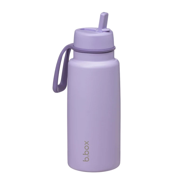 b.box 1L Insulated Flip Top Bottle, Triple Wall Stainless Steel, Cold up to 46hrs, Lilac Love