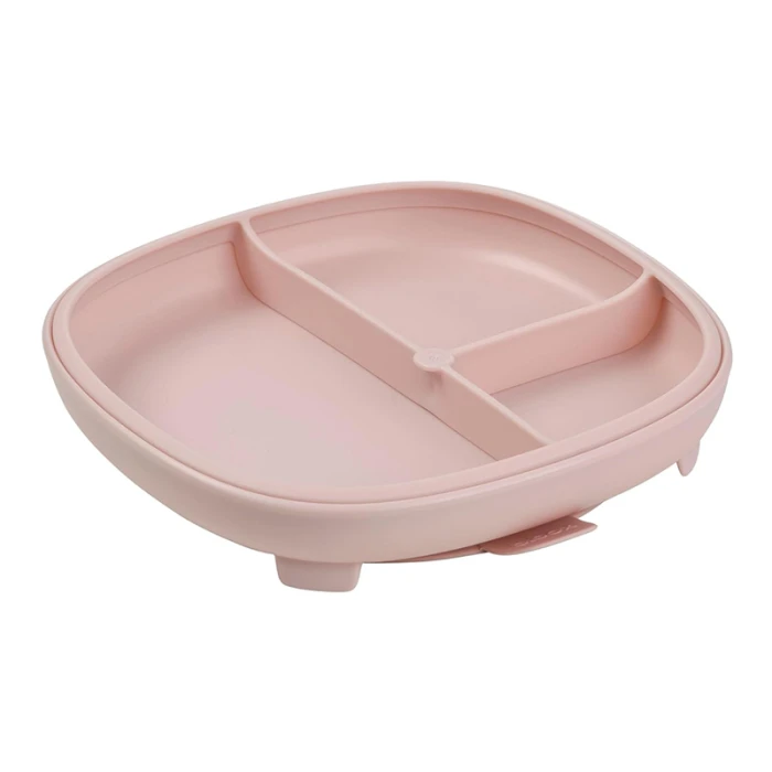 b.box 2 in 1 Suction Plate, Strong Suction Base, Removable Divider, Blush