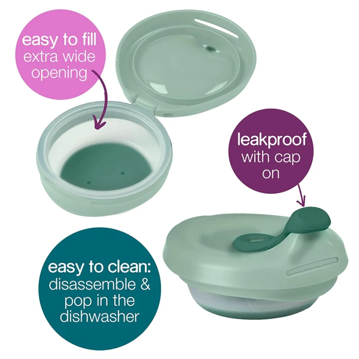 b.box Fill & Feed Reusable Food Pouch, Silicone, Sage Green 110ml
