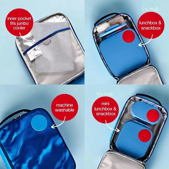 b.box Flexi Insulated Lunch Bag, Fits Lunchbox & Snackbox, Washable, Deep Blue