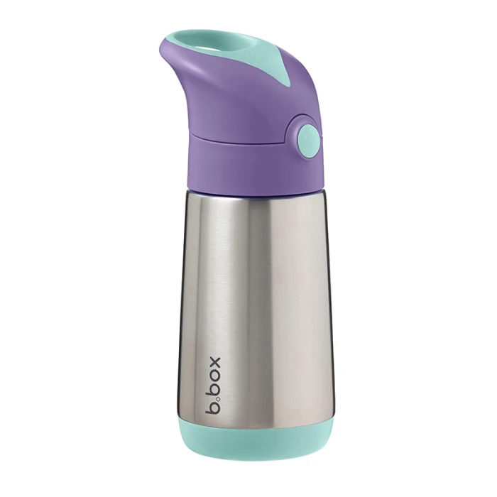 b.box Insulated Drink Bottle, Stainless Steel, Cold 8hrs/Warm 6hrs, Lilac Pop 350ml