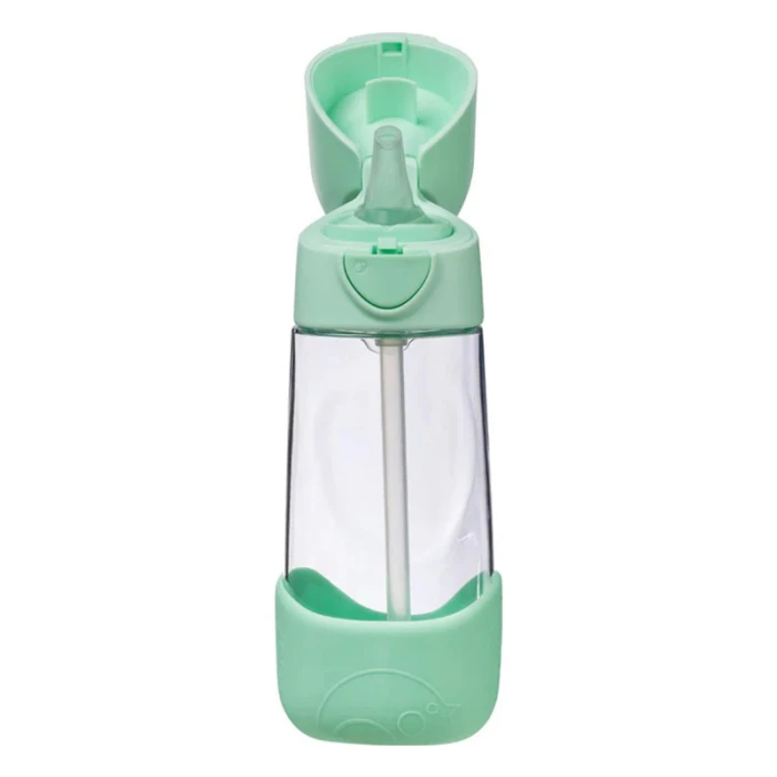 b.box Junior Drink Bottle, Spearmint, Flip Top Straw 450ml