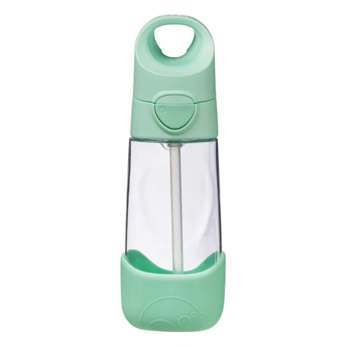 b.box Junior Drink Bottle, Spearmint, Flip Top Straw 450ml