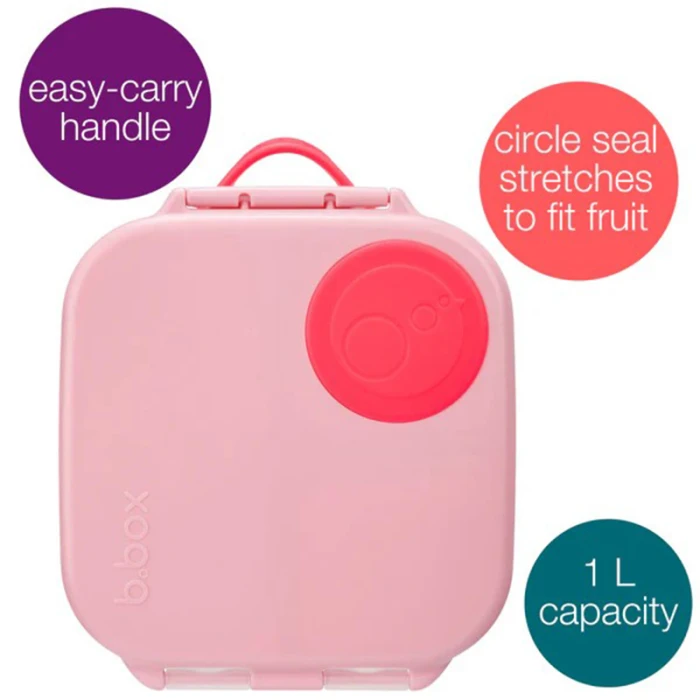 b.box Mini Lunchbox 3 Compartments, Whole Fruit Fit, Flamingo Fizz
