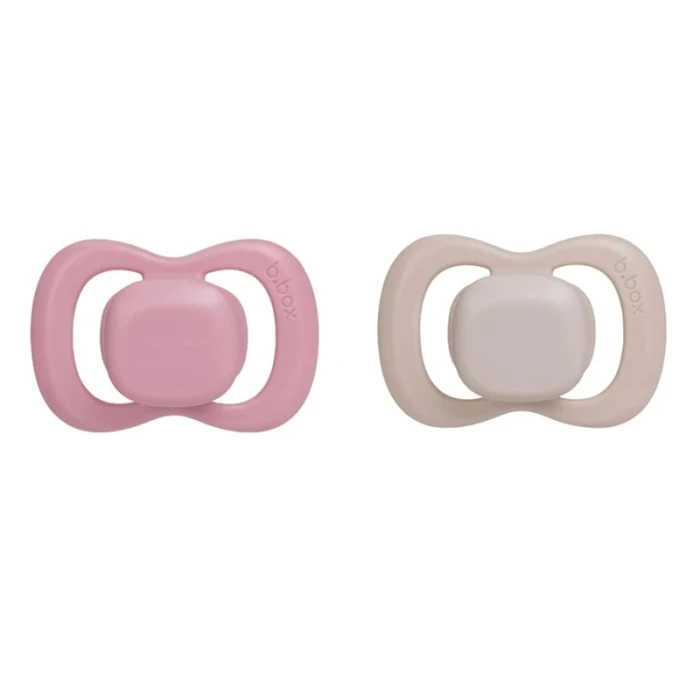b.box Pacifier Silicone Twin Pack, Berry & Blush, Orthodontic