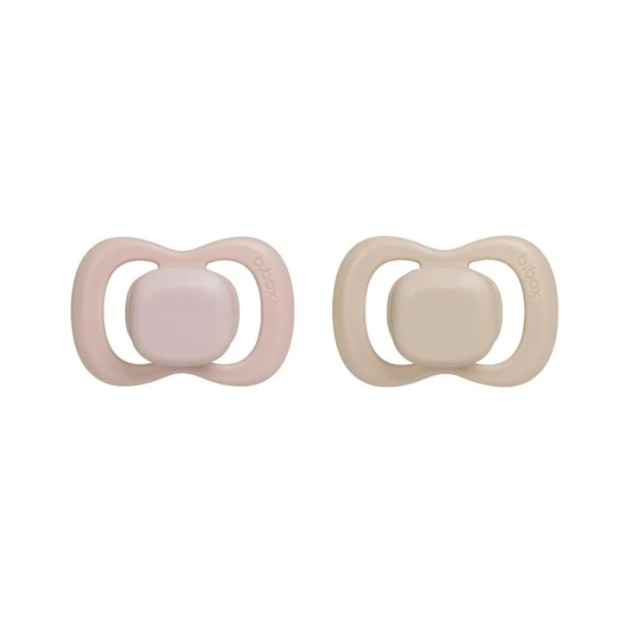 b.box Pacifier Silicone Twin Pack, Blush & Latte, Orthodontic