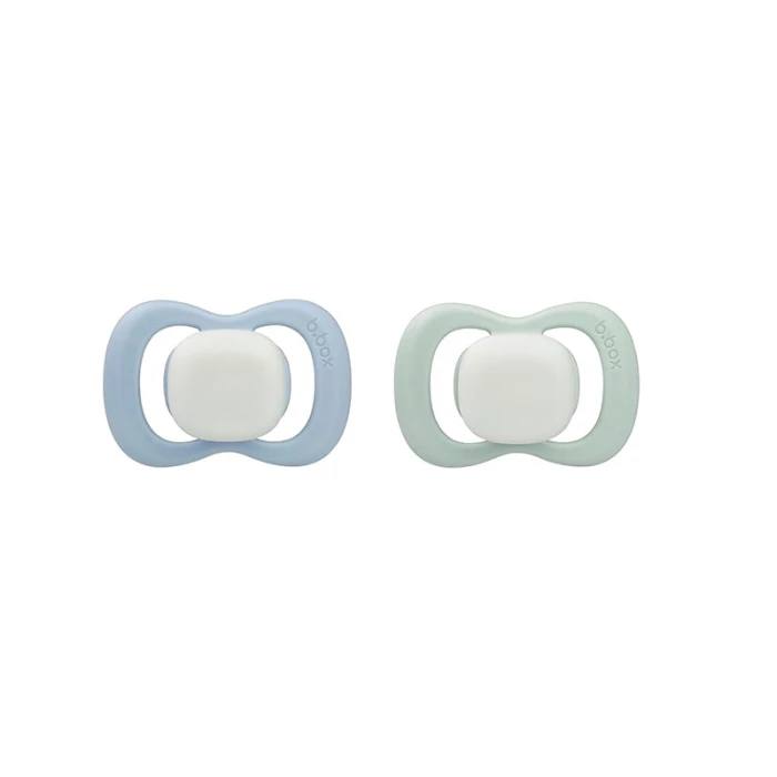 b.box Pacifier Silicone Twin Pack, Sage & Sky, Orthodontic