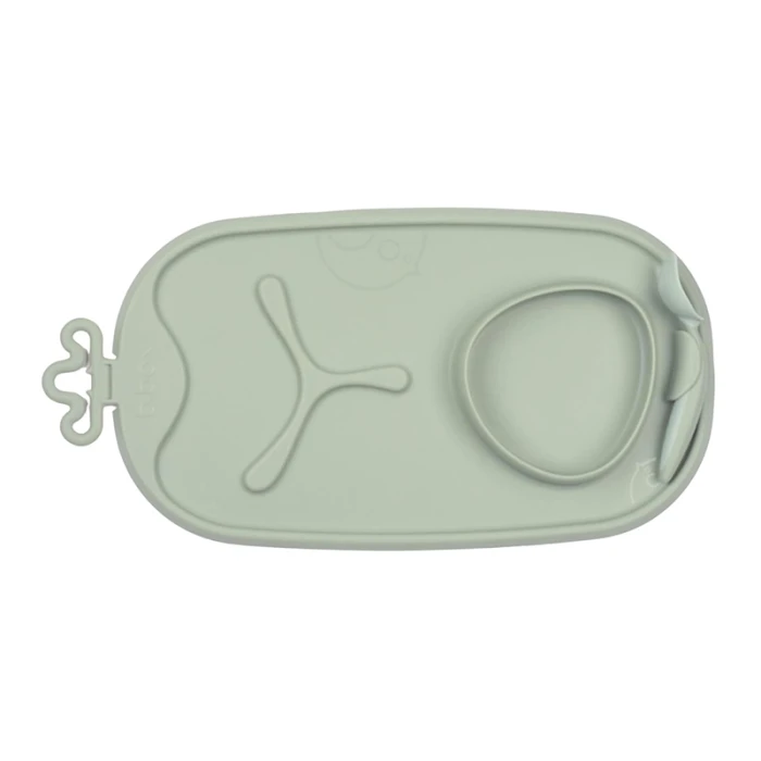 b.box Roll & Go Mealtime Mat, Divider Plate with Bowl, Travel Friendly, Sage
