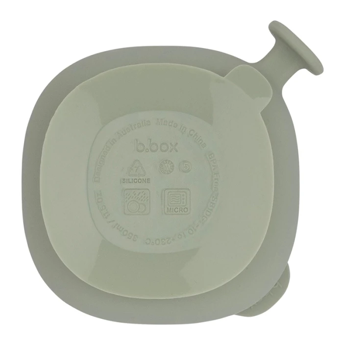 b.box Silicone Bowl with Lid, Microwave & Freezer Safe, Sage