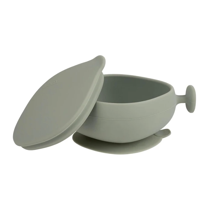 b.box Silicone Bowl with Lid, Microwave & Freezer Safe, Sage