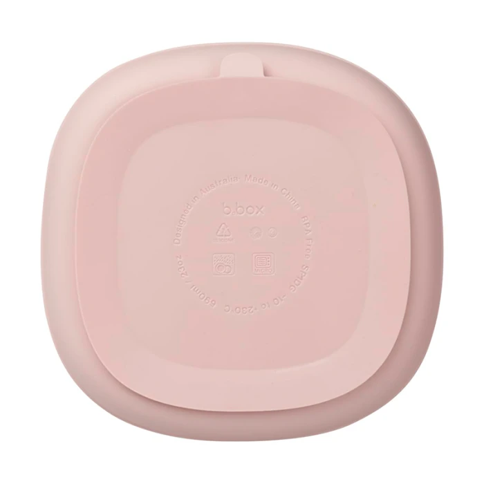 b.box Silicone Plate with Lid, Dishwasher & Microwave Safe, Blush