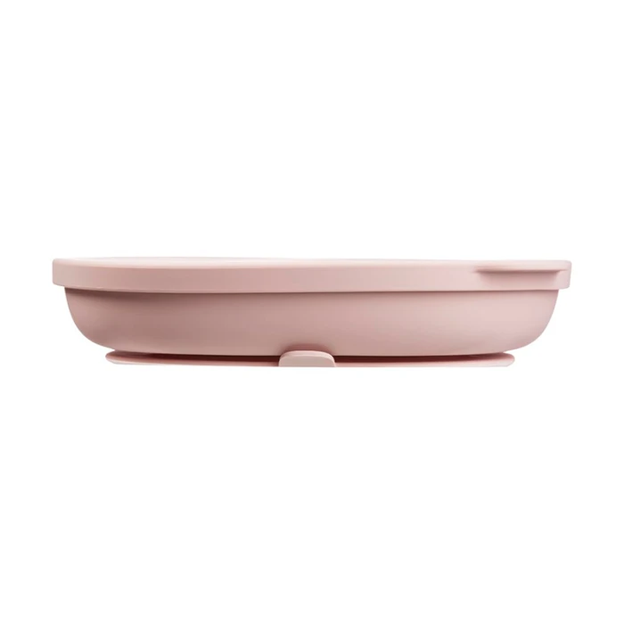 b.box Silicone Plate with Lid, Dishwasher & Microwave Safe, Blush