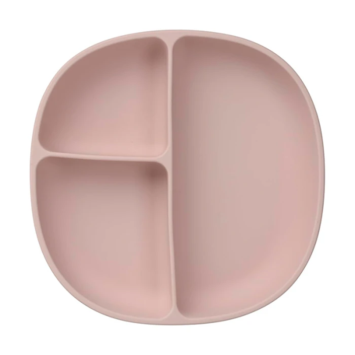 b.box Silicone Plate with Lid, Dishwasher & Microwave Safe, Blush
