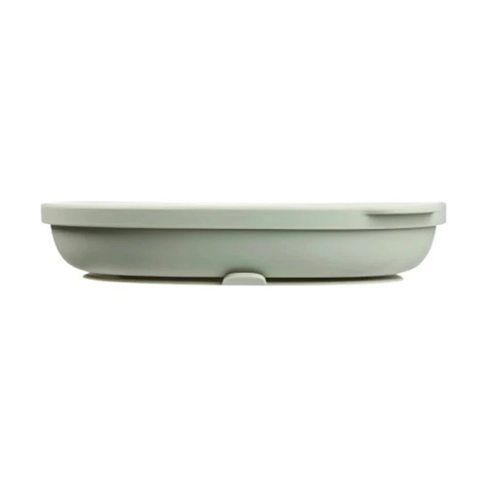 b.box Silicone Plate with Lid, Dishwasher & Microwave Safe, Sage