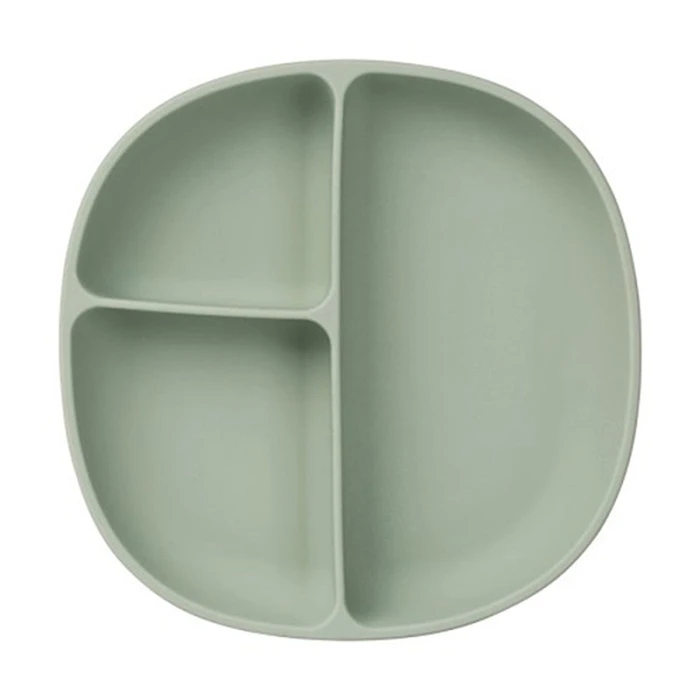 b.box Silicone Plate with Lid, Dishwasher & Microwave Safe, Sage