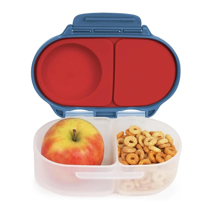 b.box Snackbox Mini Bento with 2 Leak Proof Compartments, Blue Blaze