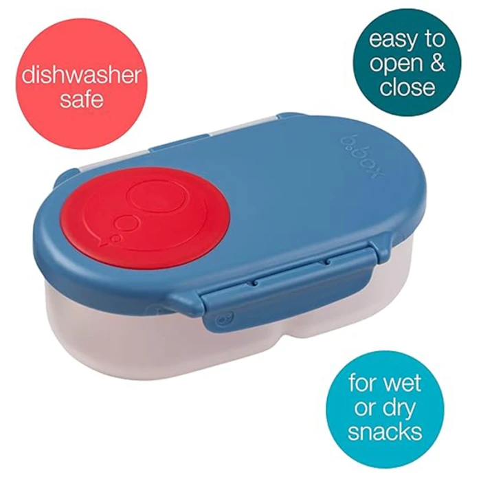 b.box Snackbox Mini Bento with 2 Leak Proof Compartments, Blue Blaze